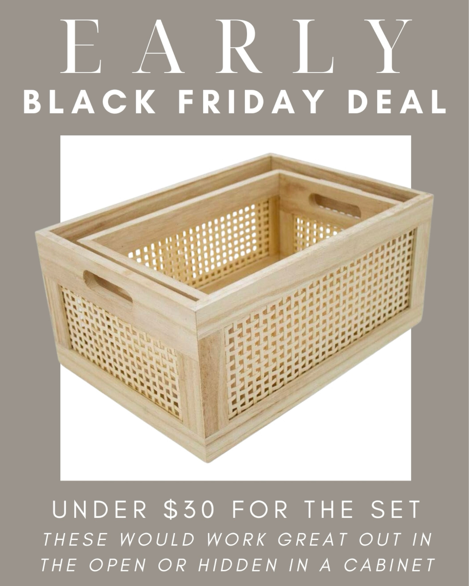 Grab this pair of Amazon storage baskets! Under $30.00 for the pair👏🏻. 

Storage solutions, home decor, storage finds, cute storage baskets, wooden storage baskets, baskets with handle, interiors, home finds, Black Friday deal, Amazon finds, deals, baskets, wooden containers 

#LTKfindsunder50 #LTKCyberWeek #LTKhome