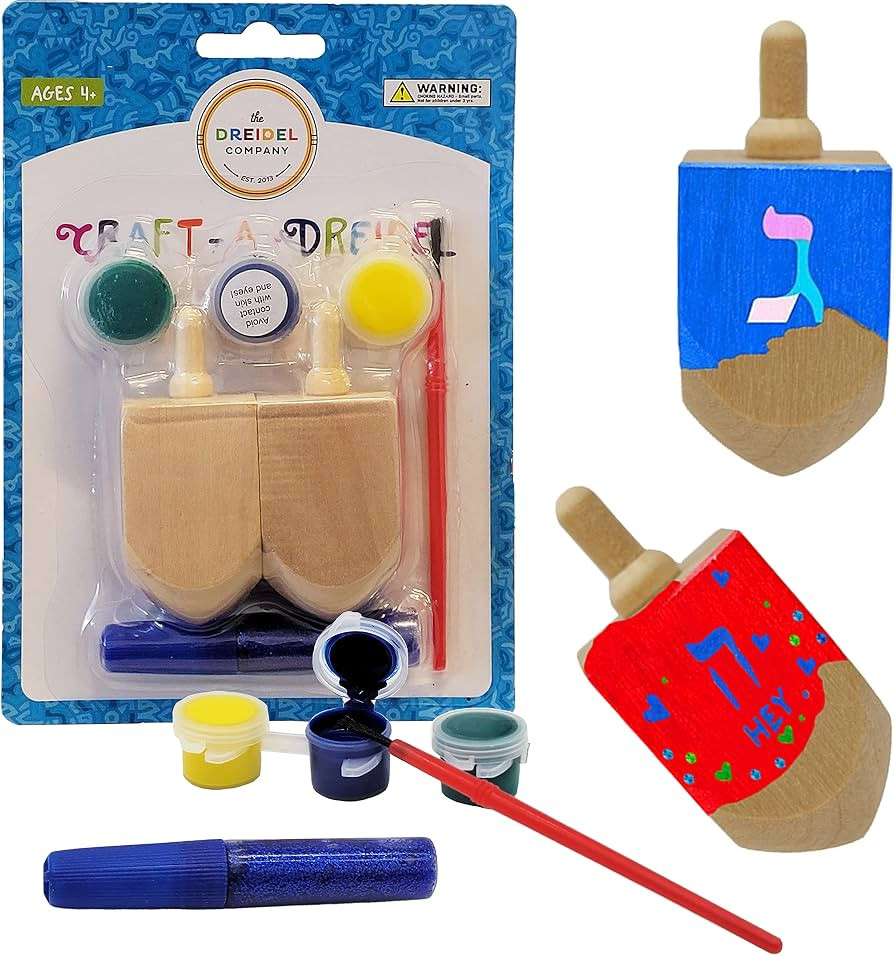 The Dreidel Company Craft-A-Dreidel, Create Your Own Custom, Kit Includes 2 Wooden Dreidels, 3 Co... | Amazon (US)