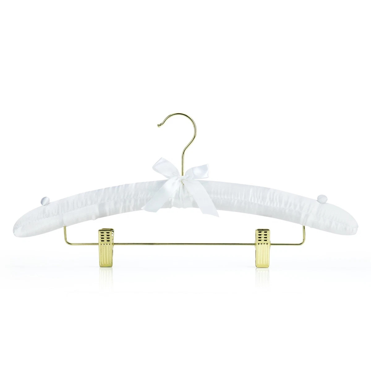 Padded Coat Clothes Hangers with Clips White 43cm Satin Cushioned Luxury Dress | eBay UK