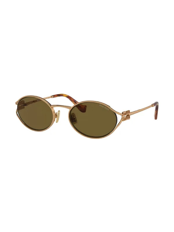 Miu Miu Eyewear oval-frame tinted-lenses Sunglasses | Gold | FARFETCH UK | Farfetch Global