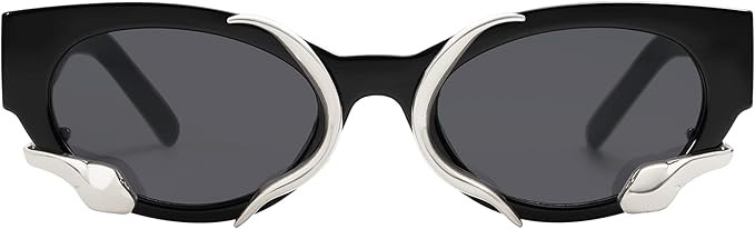 Trendy Sunglasses for Women Men Vintage Narrow Cateye Metal Snake Sunnie Y2k Accessories AP3621 | Amazon (US)