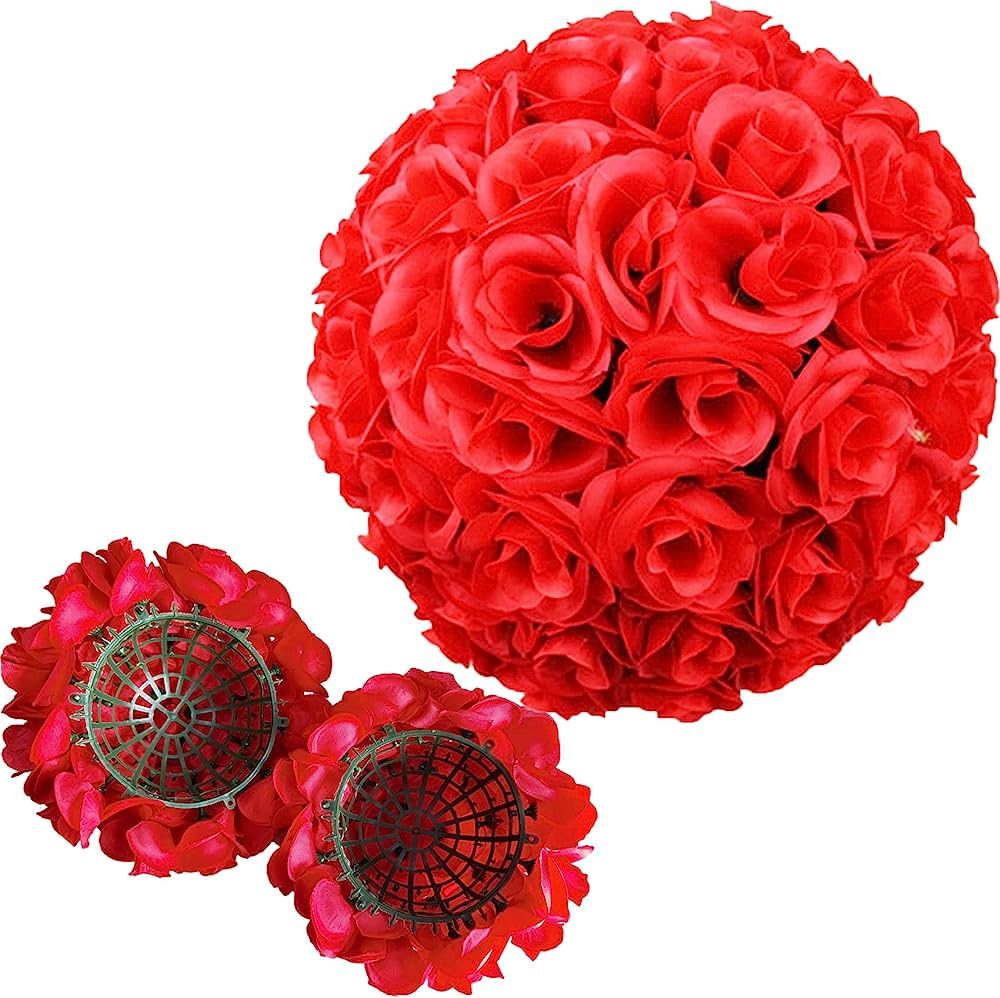 Alabohuke 10 Pack Artificial Flower Ball, 9 Inch Kissing Balls Bouquet Decoration, Wedding Satin ... | Amazon (US)
