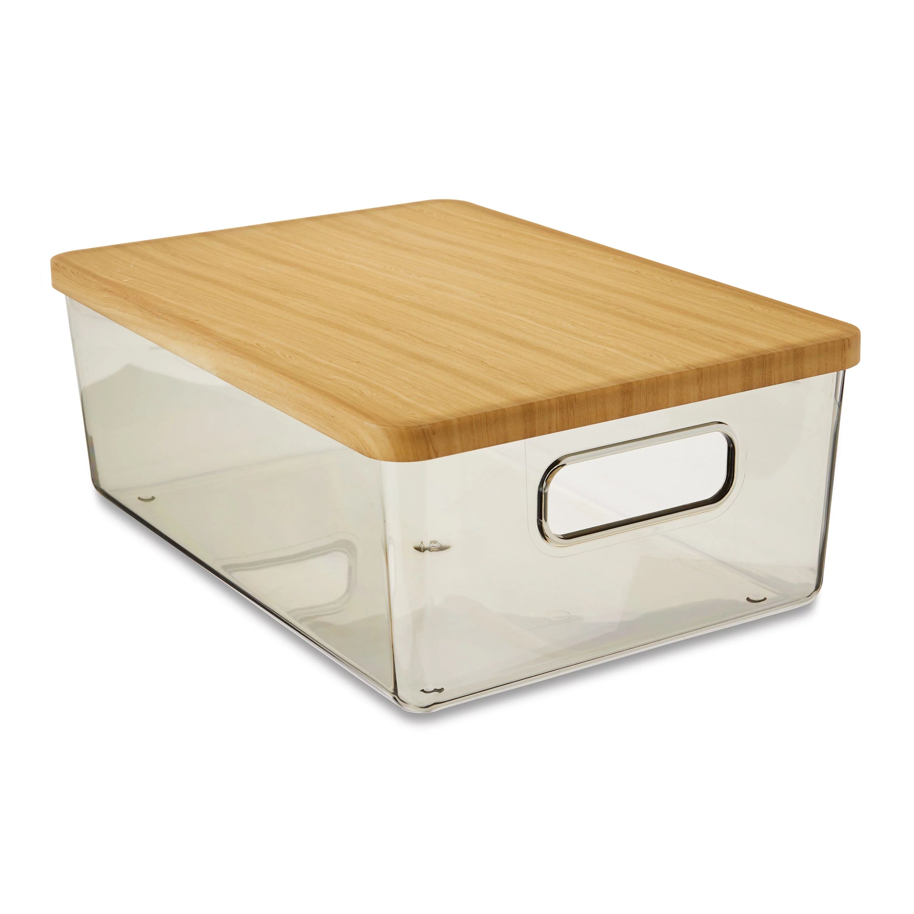 Pen+Gear Organizational Storage Box with Woodgrain Pattern Lid, Silver Gray - Walmart.com | Walmart (US)