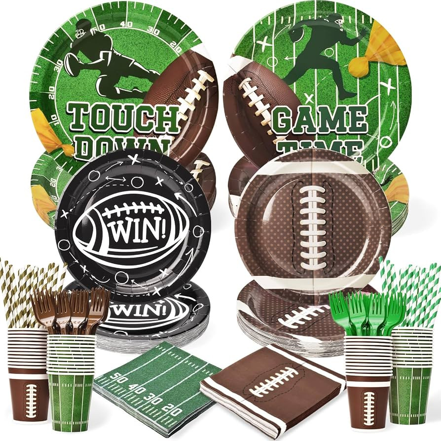 300 Pcs Football Plates and Napkins Tableware Sets (Serve 50), Football Party Supplies, Including... | Amazon (US)