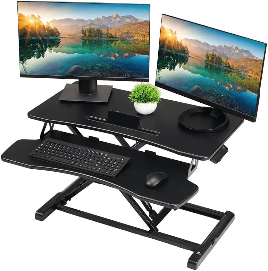 TechOrbits OF-S06-2 Desk Converter-37-inch Height Adjustable, MDF Wood, Sit-to-Stand Rise-X Pro B... | Amazon (US)