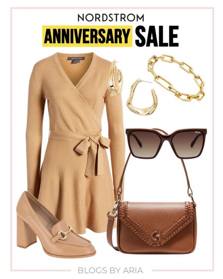 Sweater wrap dress to be worn to work or play paired with heeled loafers, gold accessories and the perfect bag to complete the look 

#LTKxNSale #LTKstyletip #LTKSeasonal