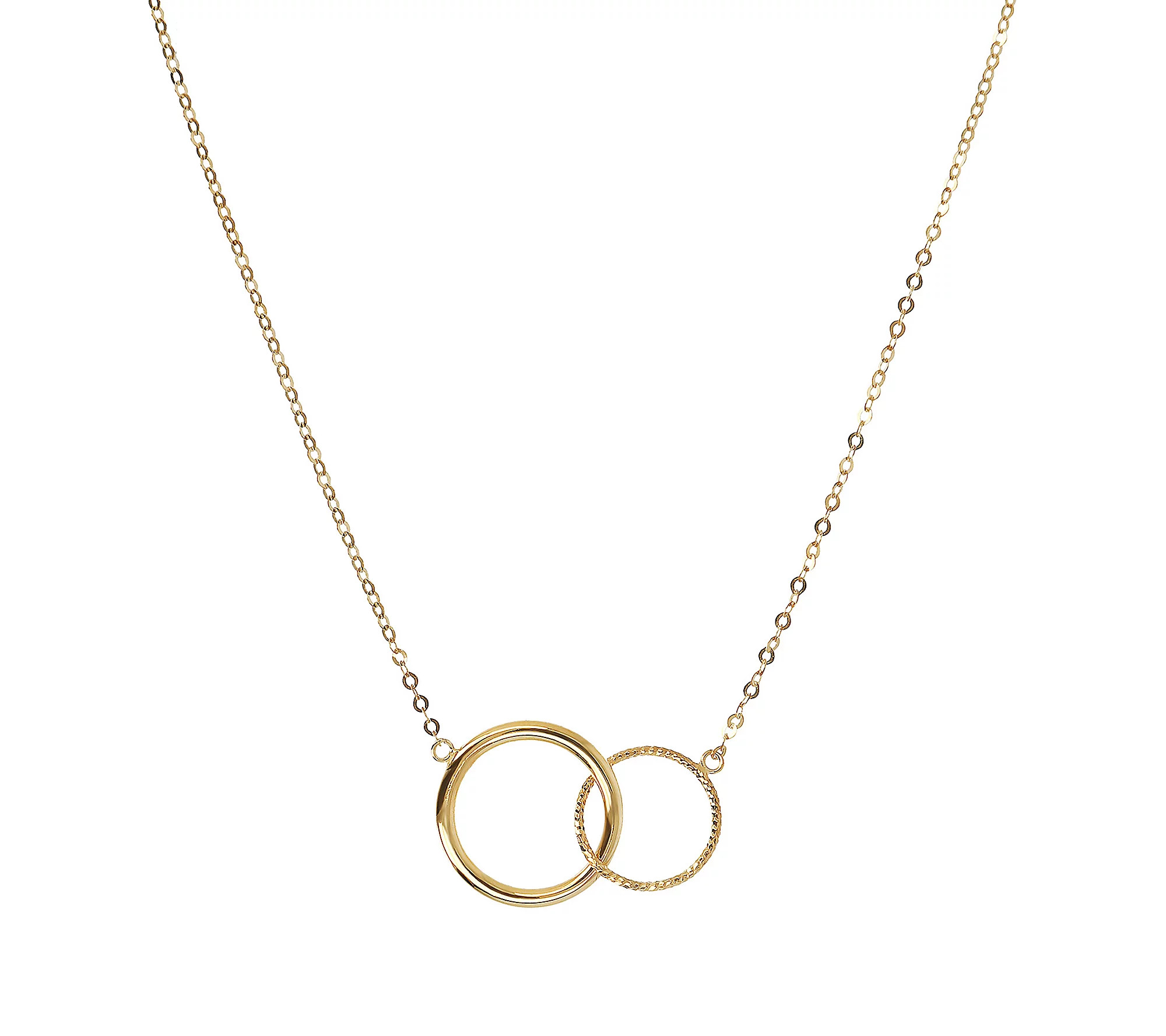 Italian Gold Adjustable Interlocking Circle Necklace, 10K | QVC