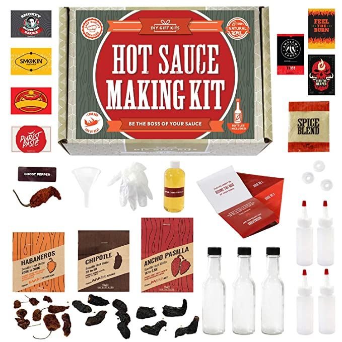 DIY Gift Kits Standard Hot Sauce Making Kit with 3 Recipes, Bottles & More | All-Inclusive Set fo... | Amazon (US)