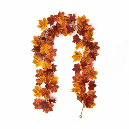 Cheapark Artificial Fall Leaf Garland, Thanksgiving Harvest Festival Fall Holiday Decor for Home Mantel Fireplace, Indoor Outdoor Garden Wall Door Window Autumn Decor, 68.9in, 1 Pack Gift | Walmart (US)