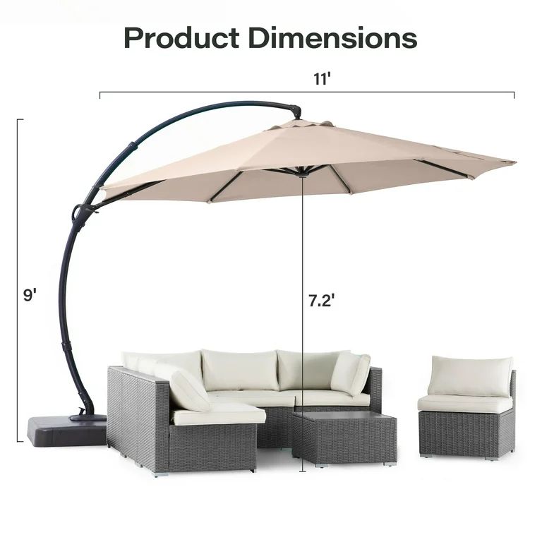 LAUSAINT HOME 11FT Deluxe Patio Umbrella with Base, Large Cantilever Curvy Umbrella with 360° Ro... | Walmart (US)