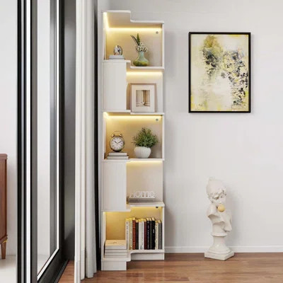 5 Tier Corner Bookshelf Bookcase with Baffle | Wayfair North America