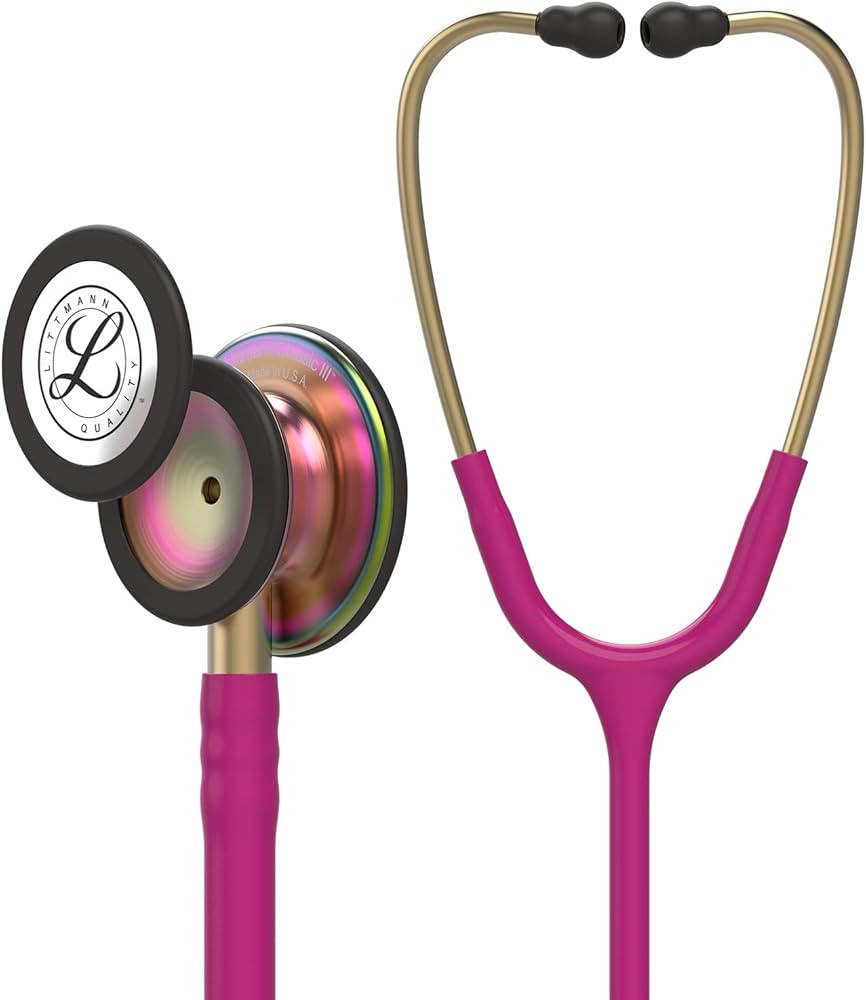 3M Littmann Classic III Monitoring Stethoscope, Rainbow-Finish, Raspberry Tube, 27 Inch, 5806 | Amazon (US)
