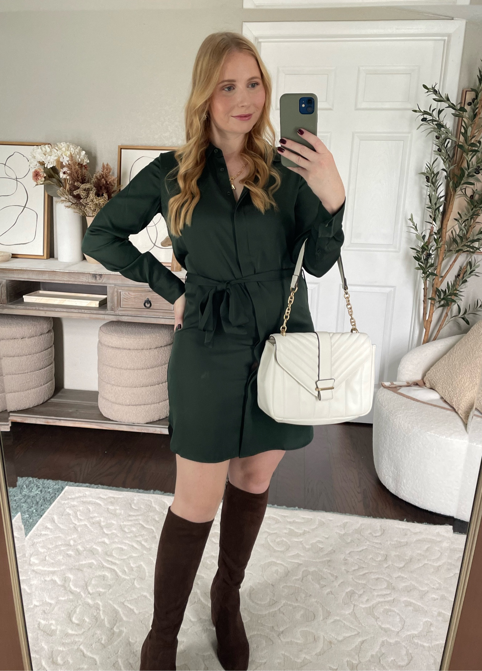 How to style a shirt dress + Quince washable silk shirt dress