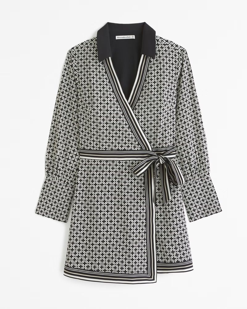 Long-Sleeve Wrap Mini Dress | Abercrombie & Fitch (UK)