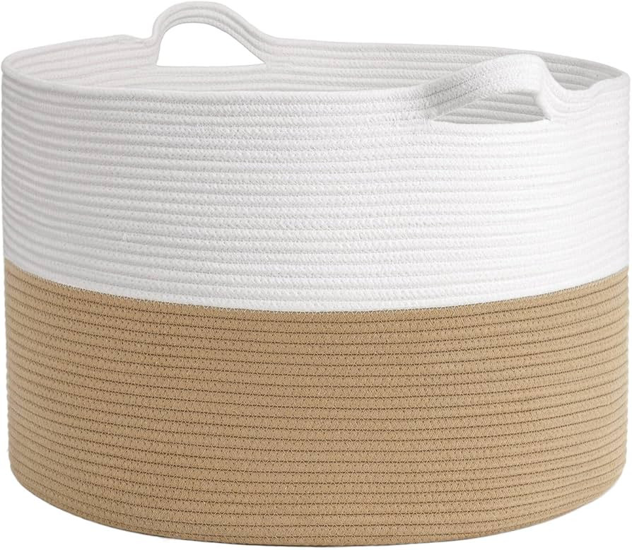 INDRESSME XXXLarge Jute Rope Basket 21.7" x 21.7" x 13.8" Woven Baby Laundry Basket for Blankets ... | Amazon (US)