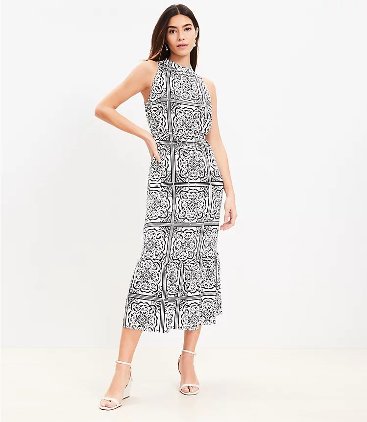 Tiled Halter Midi Dress | LOFT