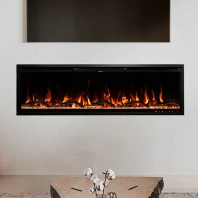 Modern Ember Aerus Smart Linear Electric Fireplace - Recessed In-Wall And Wall-Mount, Multiple Flame Colors, Works With Alexa And Google Assistant | Wayfair North America