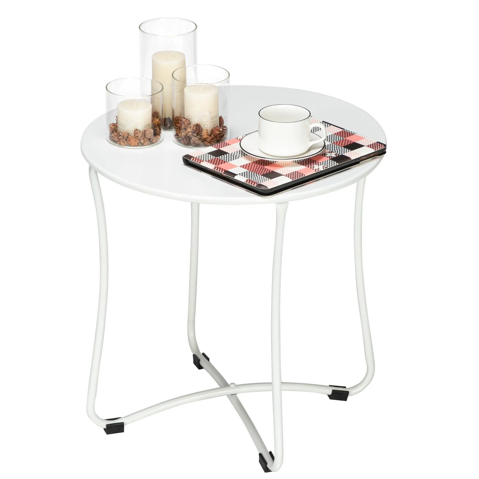 Ktaxon Indoor Outdoor Portable Folding Metal Side Table White | Walmart (US)