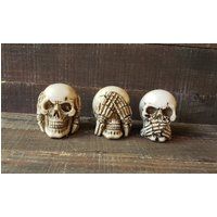 Tiki Decor Skeleton Skull Pirate Hear No See Speak Evil Caribbean Hand Resin | Etsy (US)