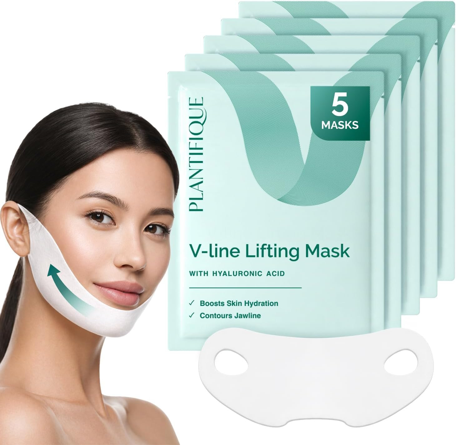 PLANTIFIQUE V-Line Face Mask with Hyaluronic Acid & Aloe Vera, 5 Pack | Amazon (CA)