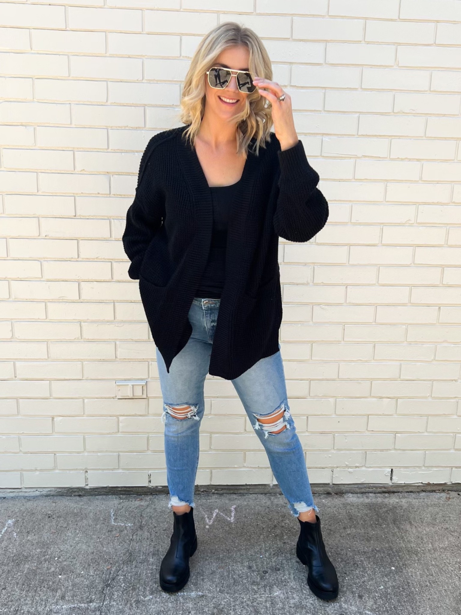 These jeans are the perfect color! Size down because they do stretch a bit! 