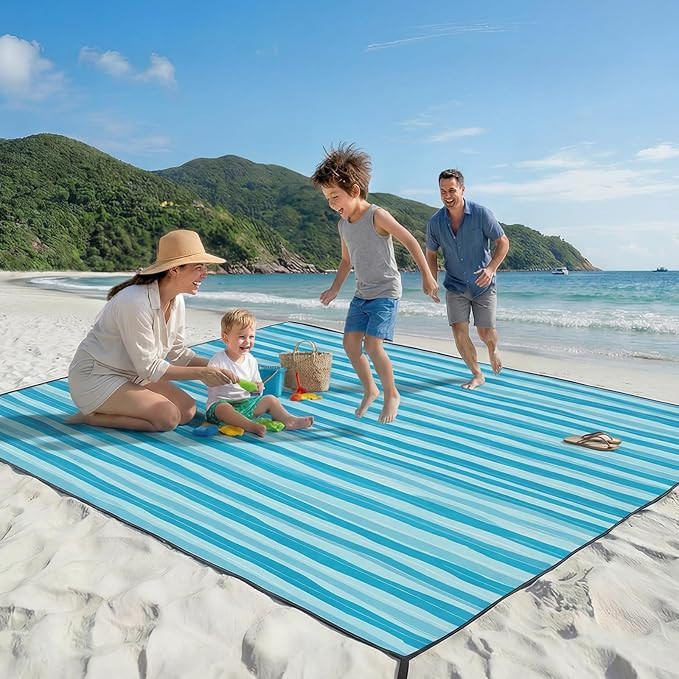 OIGAE 7x7ft Sandproof Beach Blanket - Large Waterproof Picnic Mat for 3-4 People, Lightweight San... | Amazon (US)