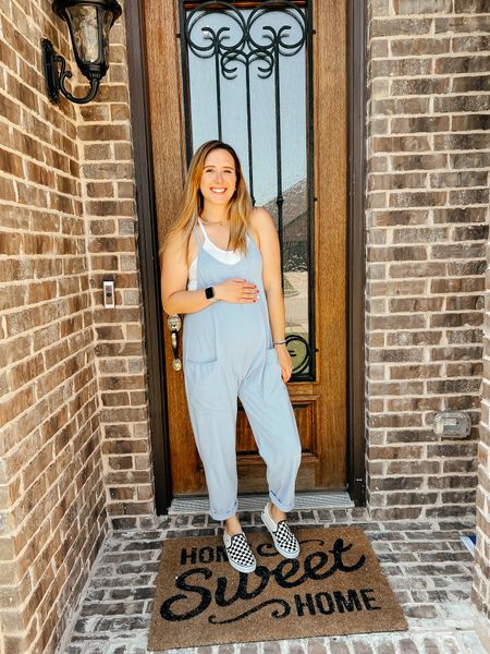 Swipe to see the sweetest little  mini 🥹 leg pop and all! We’ve been wearing our matching Vans all week (he of course just took his off to go outside) because when your kid wants to match you, you make it work 💁🏻‍♀️ #boymomscanmatchtoo
This jumpsuit is a fraction of the Free People one, and sooo good! Anything under $50 that fits this bump month to month is a win in my book! 


#LTKshoecrush #LTKbump #LTKunder50