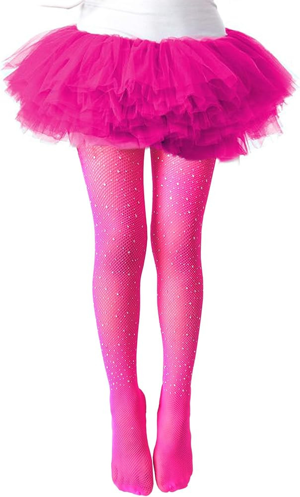 LUCKELF Girls Tights Children's Fishnet Tight 12 Colors Sparkle Rhinestone Hollow Out Pantyhose | Amazon (US)