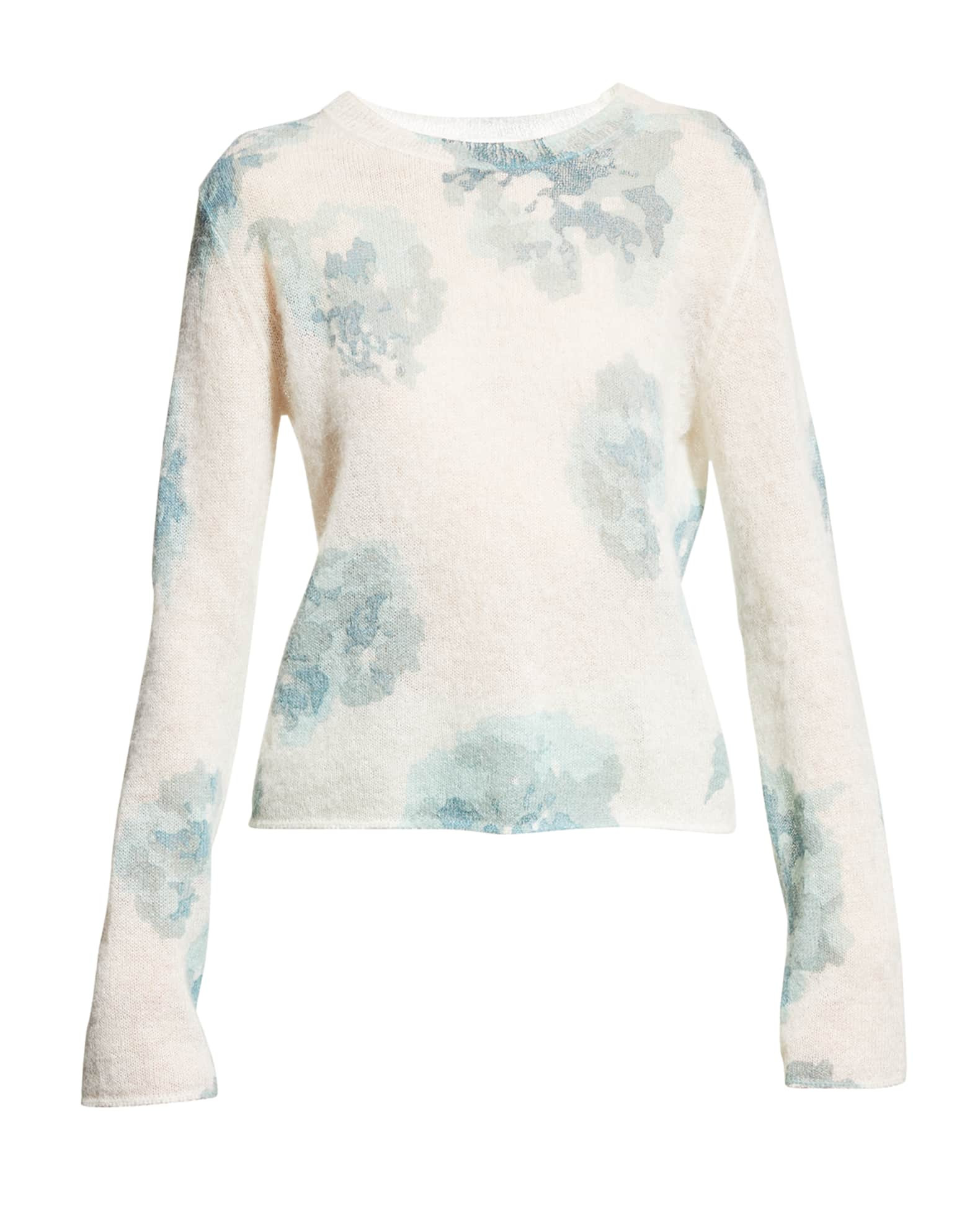 Vince Dahlia-Print Crewneck Pullover | Neiman Marcus