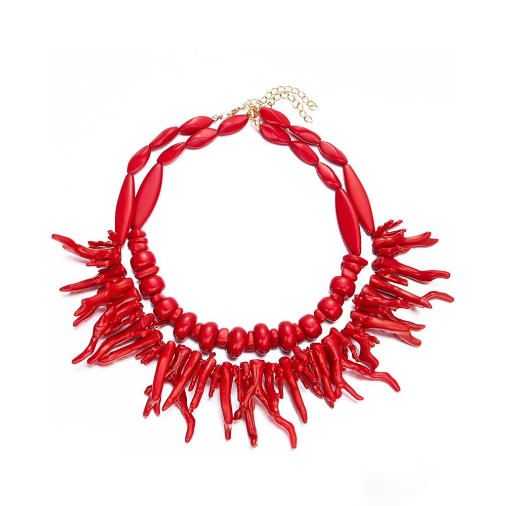 2024 Trend New Red Coral Choker Necklaces for Women Boho Statement Jewelry Vintage Neck Accessori... | Amazon (US)