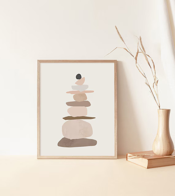 Geometric Balance Art Print, Abstract Art Print, Digital Print, Beige Brown Wall Art, Boho Decor,... | Etsy (US)
