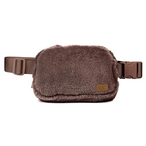 C.C Faux Fur Fanny Pack For Women Unisex - Fuzzy Daily Waist Crossbody Belt bag With Adjustable Strap (Mocha) | Amazon (US)