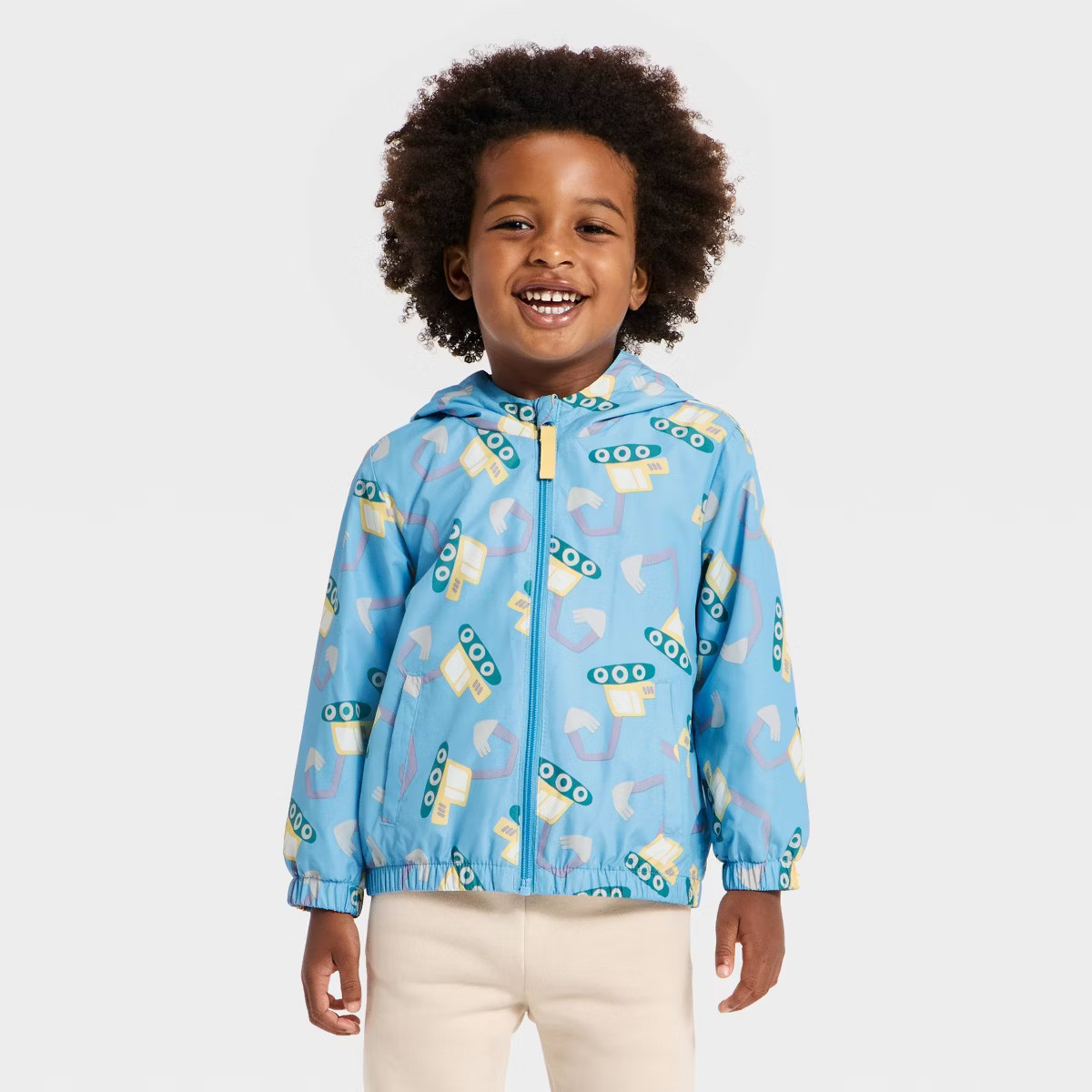 Toddler Boys' Construction Vehicle Windbreaker Jacket - Cat & Jack™ Blue | Target