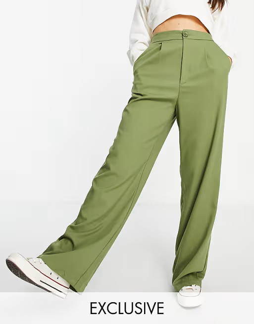 Stradivarius wide leg relaxed dad pants in light khaki - part of a set | ASOS | ASOS (Global)