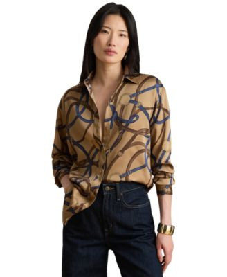 Lauren Ralph Lauren Womens Belting Print Collared Shirt | Macy's