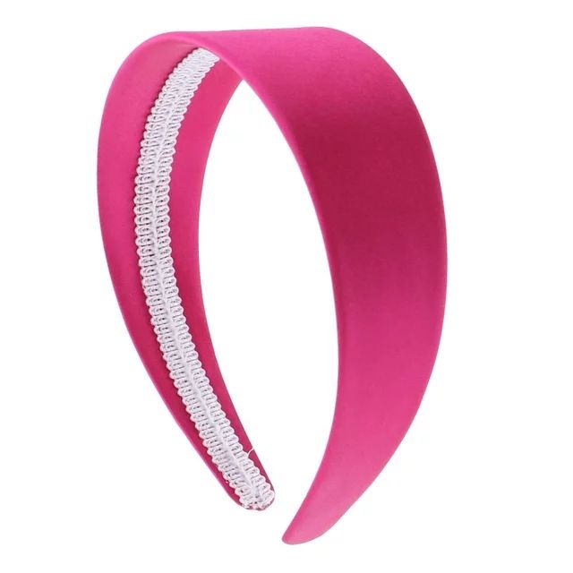 Motique Accessories Hot Pink 2 inch Wide Satin Hard Headband with No Teeth | Walmart (US)