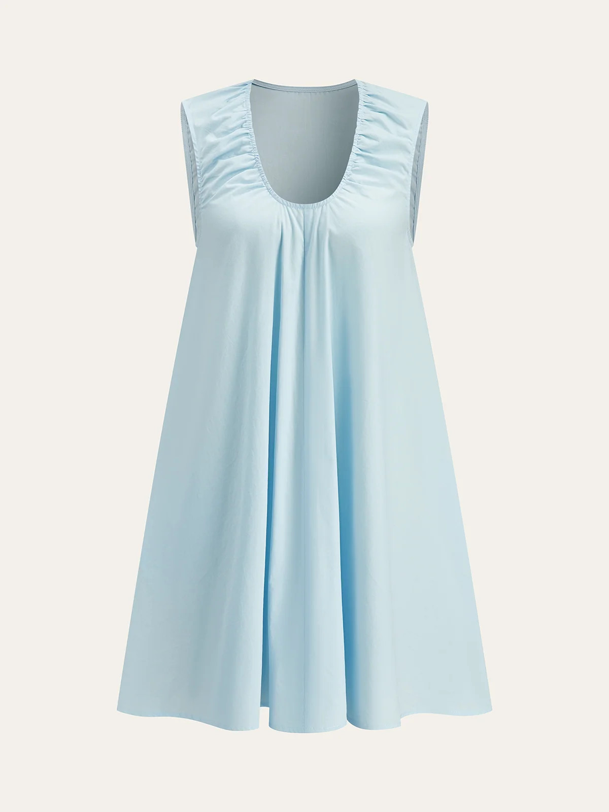 Cotton Ruched Neckline Mini Dress | Commense