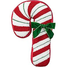 Glitzhome 15.75" H Hooked Christmas Candy Cane Shaped Pillow, Decorative Throw Pillows Cushion fo... | Amazon (US)