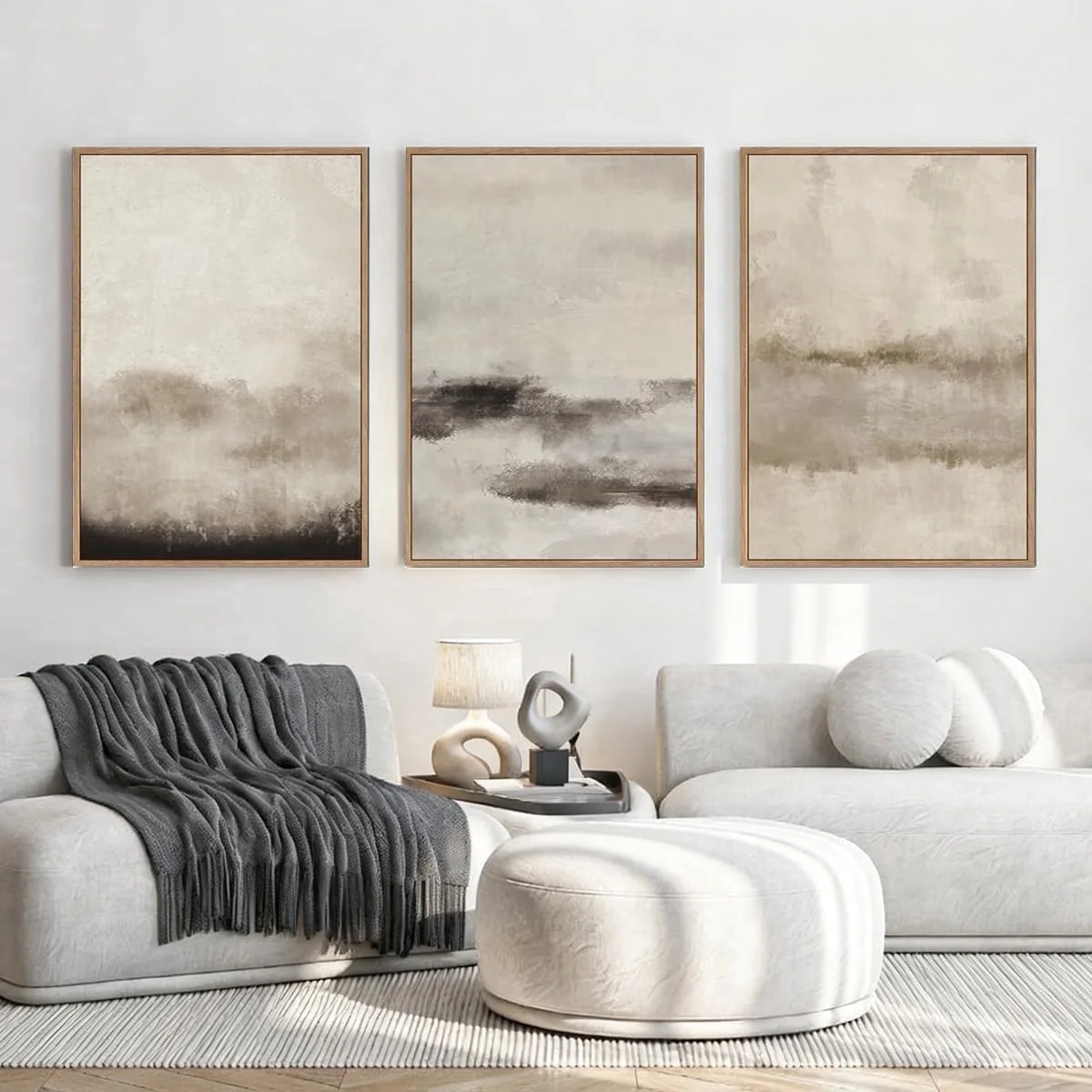 Large Abstract Canvas Wall Art Minimalist Watercolor Wall Decor Modern Neutral Framed Art Painting Set of 3 for Living Room Bedroom Dining Room Office 24"x36". - Walmart.com | Walmart (US)