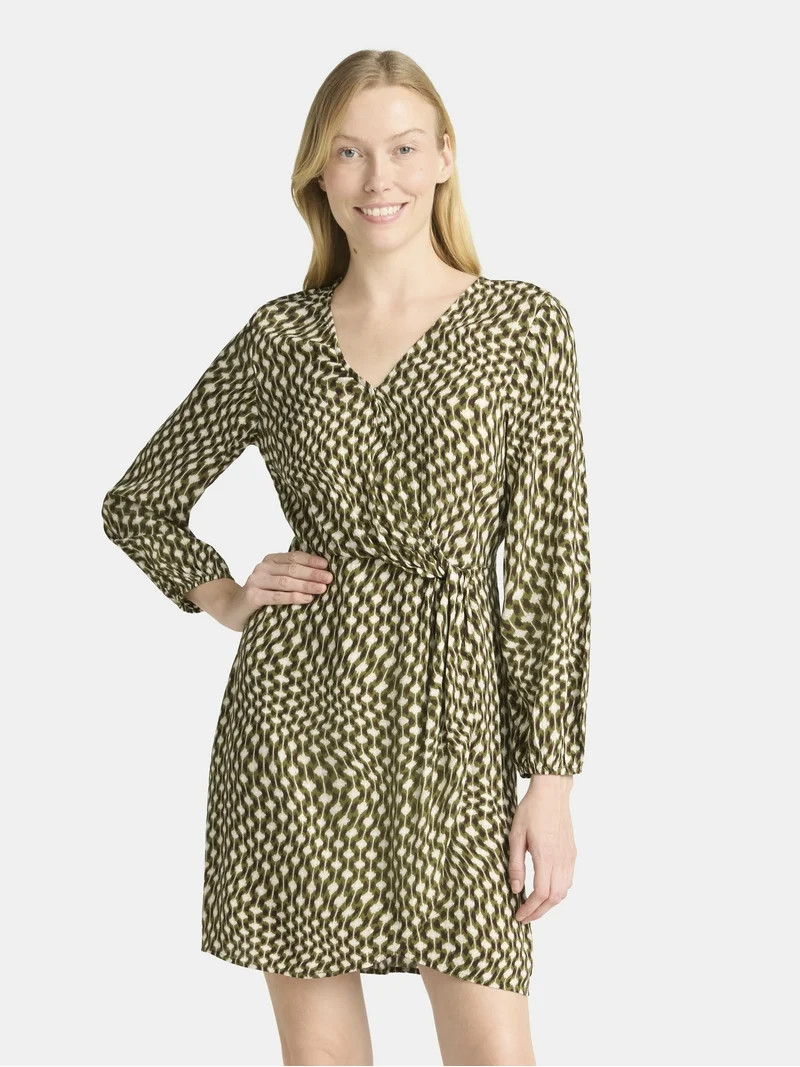 Time and Tru Women's Wrap Mini Dress, Sizes XS-XXXL | Walmart (US)