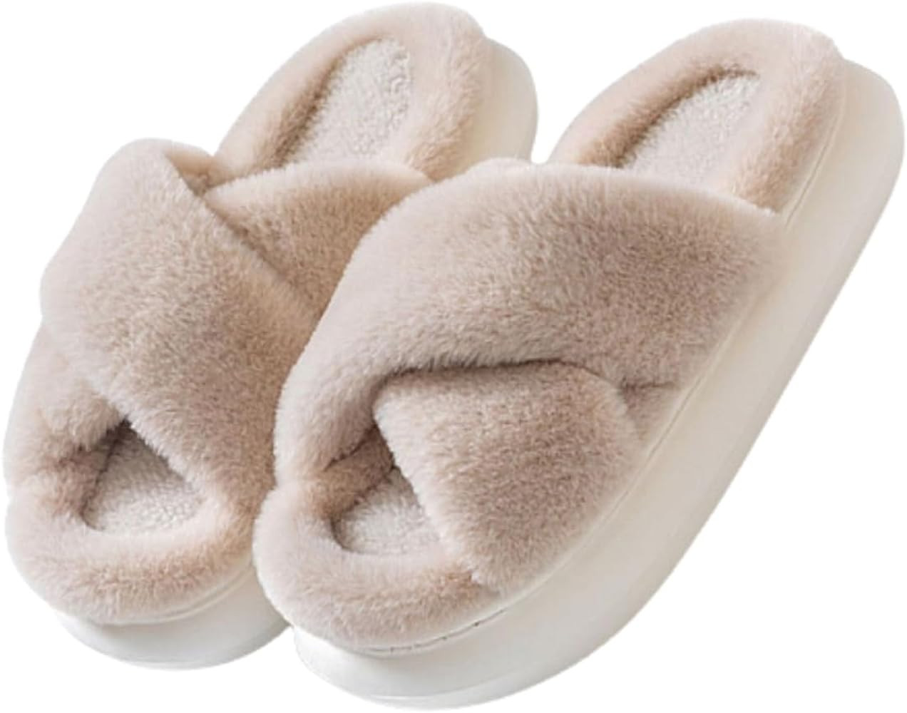 WIRETRAN Outdoor Slippers for Women Fluffy House Slippers Open Toe Soft Thick Memory Foam Slipper... | Amazon (US)