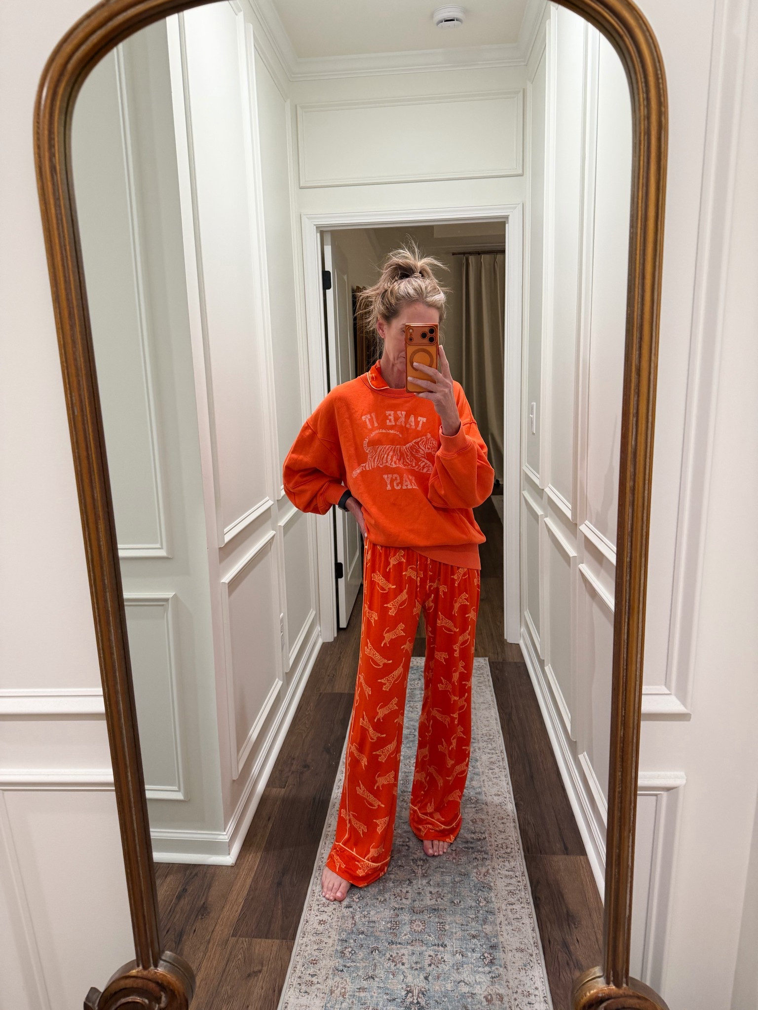 Yes, matching pjs to my new favorite sweatshirt. So cute!!! Easy tiger!! 🐅 

Size small in all  @Aerie 