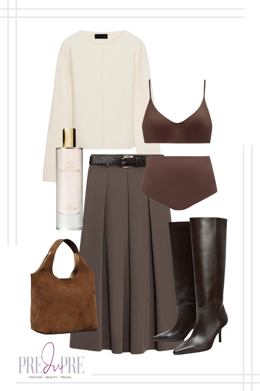 Get ready for your next casual date with this effortlessly chic and warm look featuring beautiful earth tones! A flowy, brown pleated midi skirt is paired with a cozy cream oversized sweater for the perfect balance of comfort and elegance. Finish the look with a sleek belt, tall dark brown leather boots, and a suede tote. This ensemble is sophisticated, stylish, and perfect for anything from a coffee date to a weekend brunch. Shop the look and step out in style!

#casualdateoutfit #falloutfit #midiskirt #brownandcream #tallboots #fallstyle #datenight #everydaystyle #preduprestyle #winterfashion 

 #LTKFindsUnder100 #LTKStyleTip #LTKWorkwear