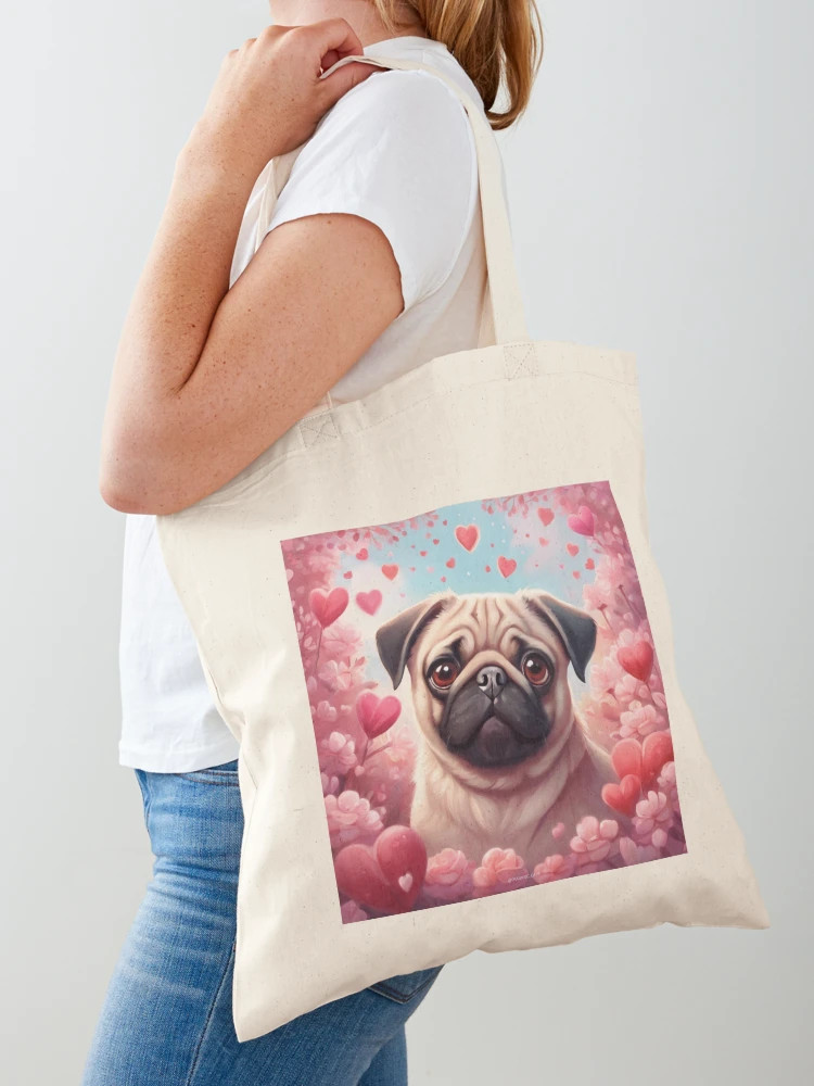 Valentine Fawn Pug Tote Bag | Redbubble (US)