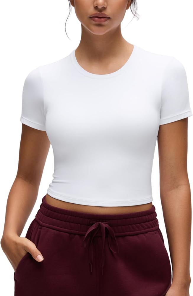 CRZ YOGA Softembrace Crewneck Crop T-Shirt | Amazon (US)