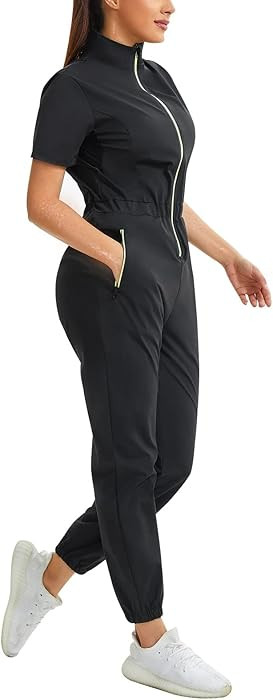 Junlan Sauna Suit for Women Sweat Jumpsuit Stand Collar Heat Trapping Shirt for Women Workout Spo... | Amazon (US)