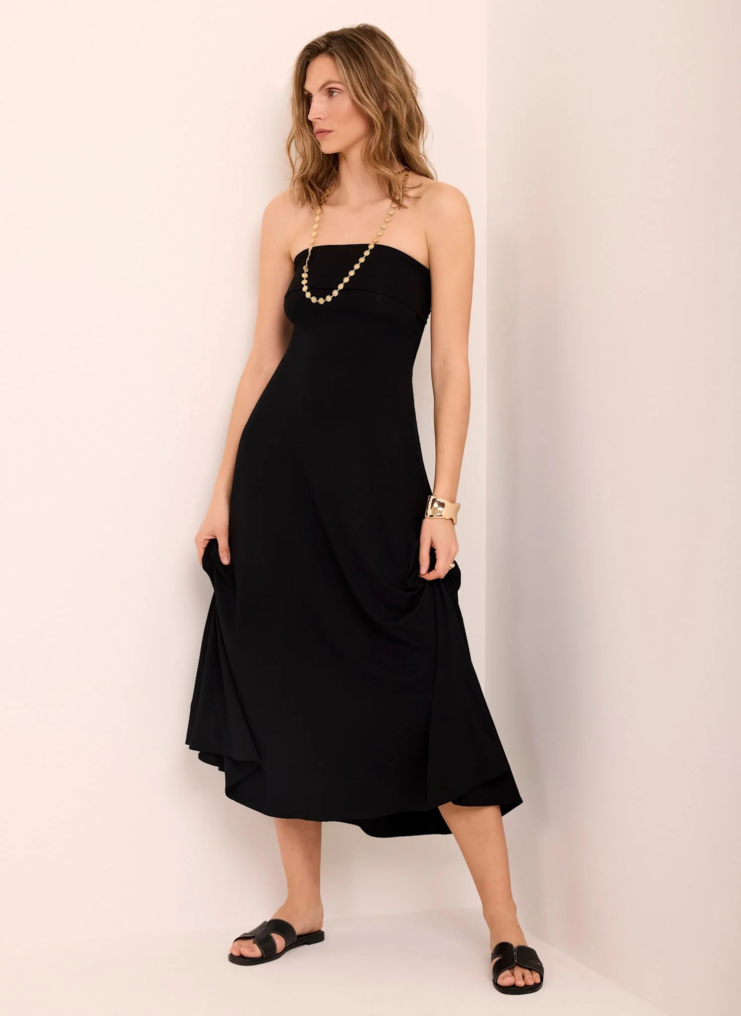 Black Jersey Bandeau Maxi Dress | Mint Velvet