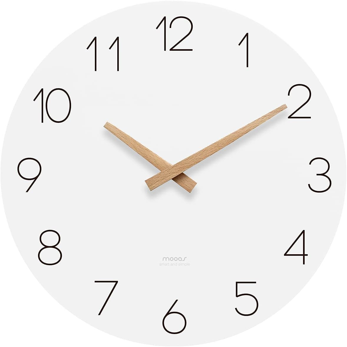 mooas Flatwood Wall Clock, Analog Wall Clock, Silent Non-Ticking 12 inch Modern Wall Clocks Batte... | Amazon (US)