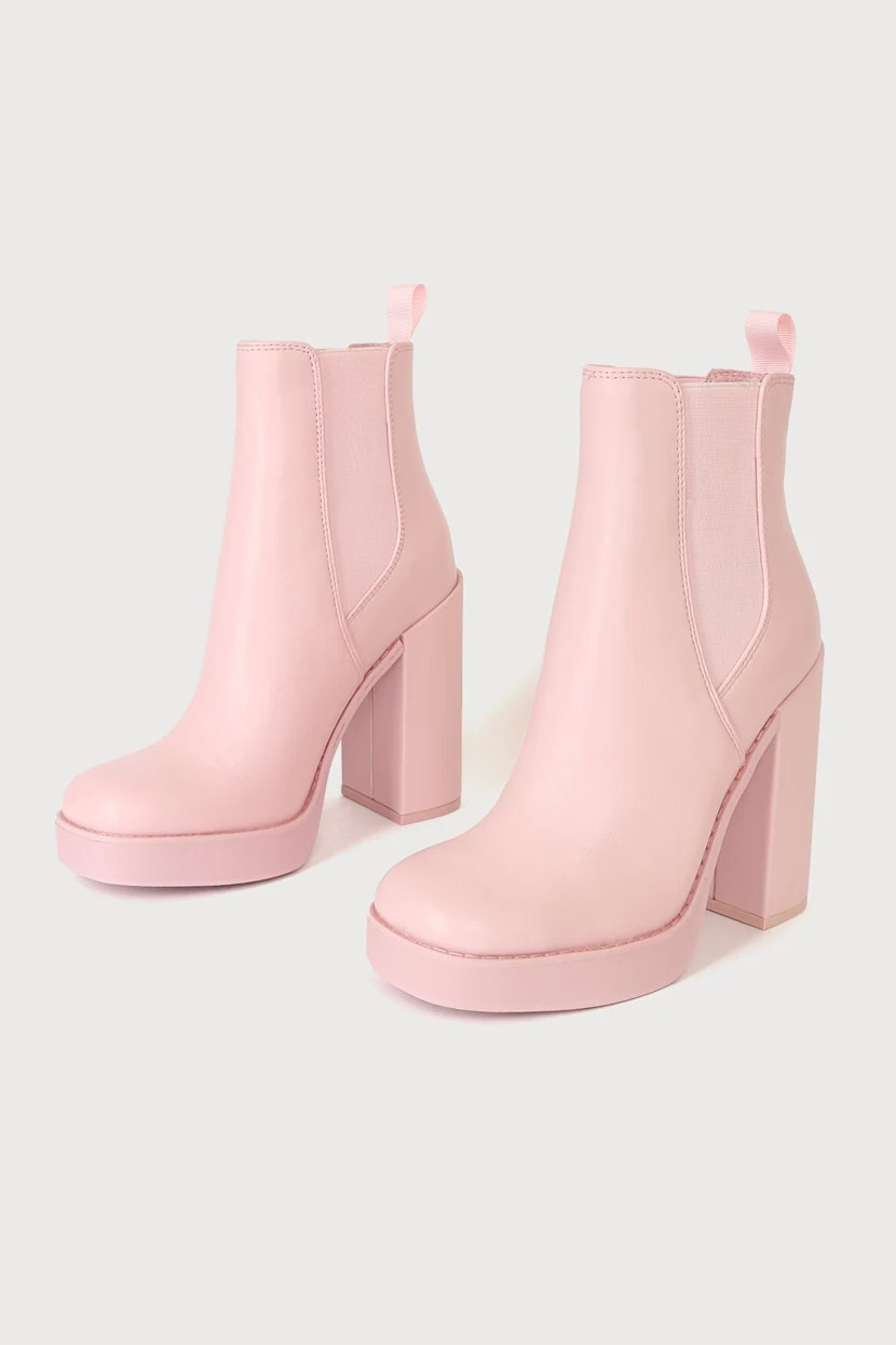 Triple Pink Leather Platform Chelsea Boots | Lulus (US)