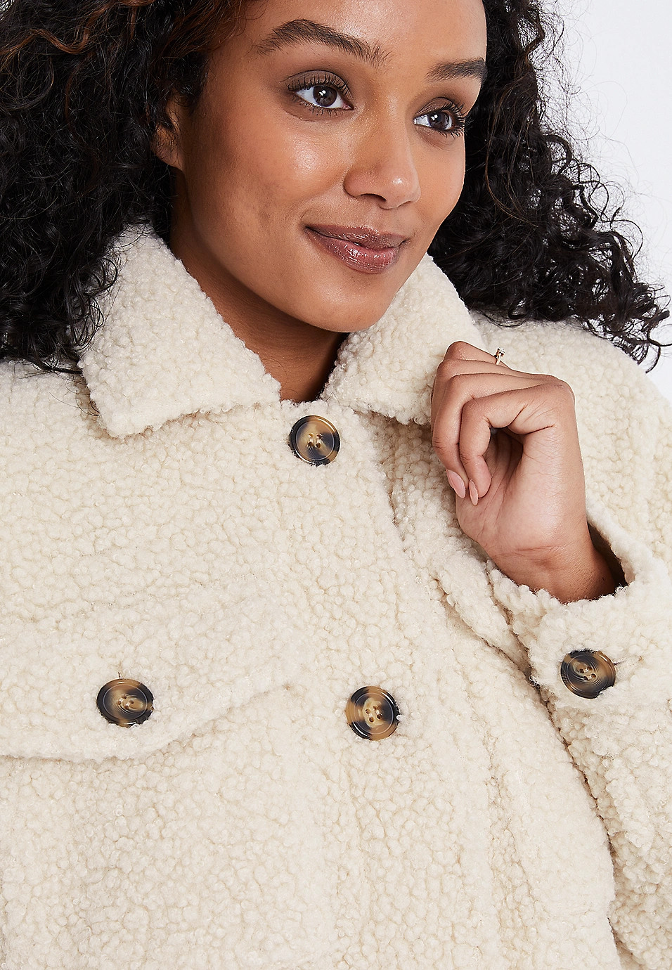 Vigoss® White Sherpa Longline Shacket | Maurices